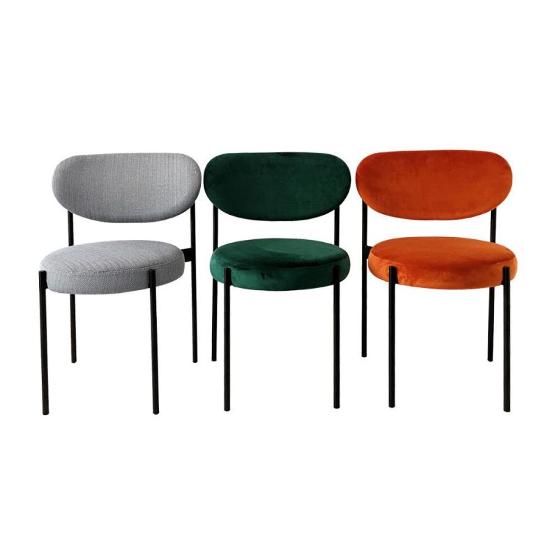 Modern Design Velvet Upholstered Lounge Dining Chair with Metal Legs