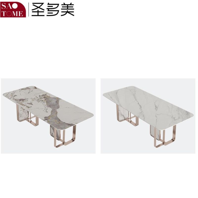 Modern Dining Room Furniture High-Grade Stainless Steel Titanium Dining Table