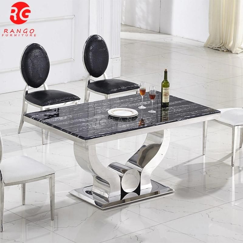 Marble Table with Glass Top Dining Table in Fashion Design for Sale Dining Room Furniture