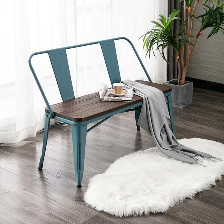 Western Restaurant Metal Solid Wood Double Seat Chair