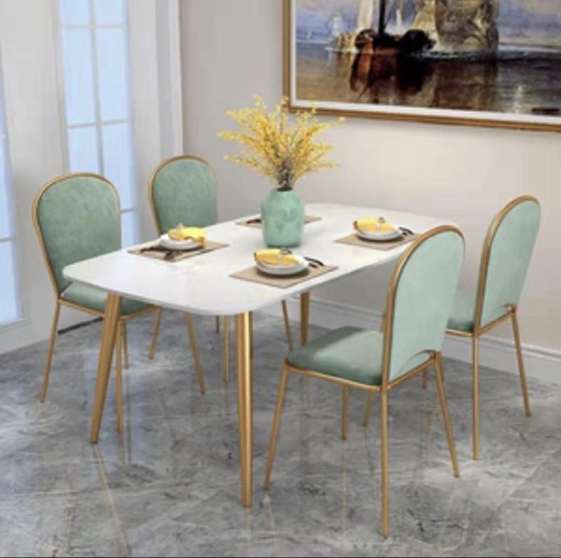 Italy Light Luxury Gold Plated Dining Room Table Sets