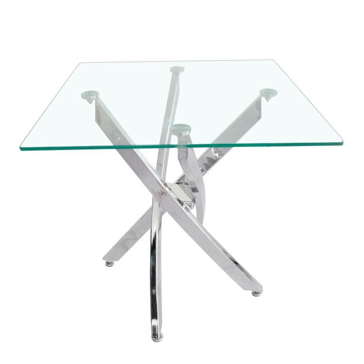 Square Furniture Dining Sets 8mm Glass Table