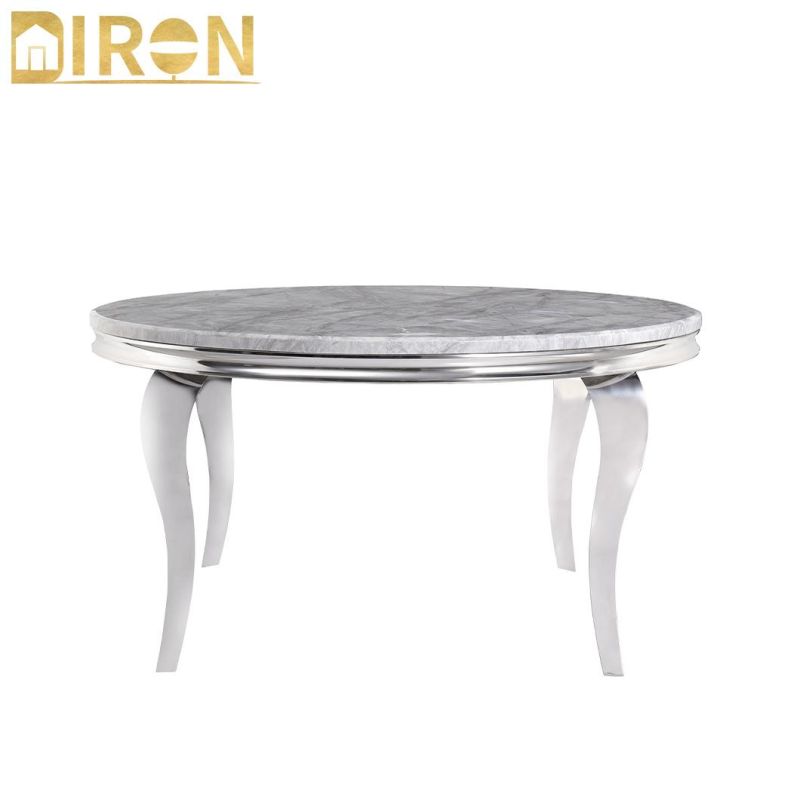 Cheap Price High Quality Coffee Round Marble Dining Tea Table with 304 Stainless Steel Legs