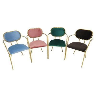 Wholesale Dining Furniture Gold Chrome Iron Legs Dining Chair Black Velvet Fabric Chair