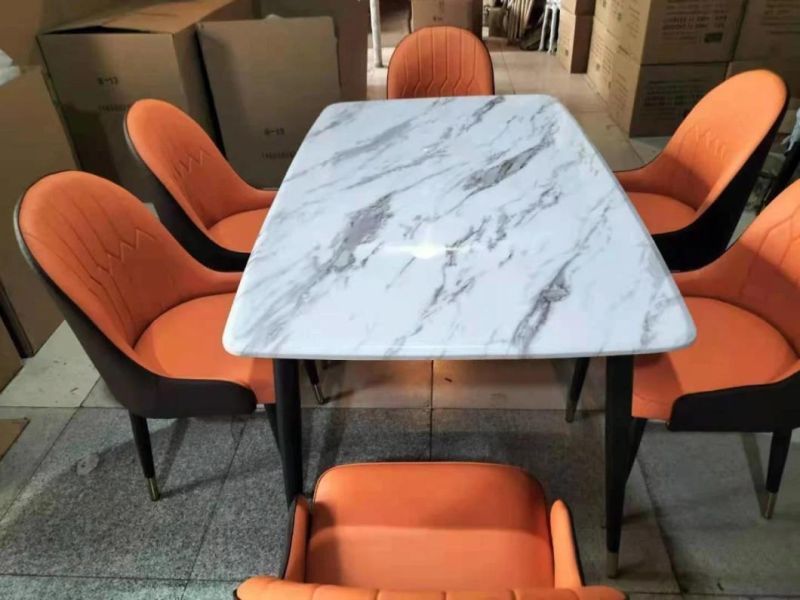 Ins Simple Fashion Style Marble Dining Table with 4 6 Chairs