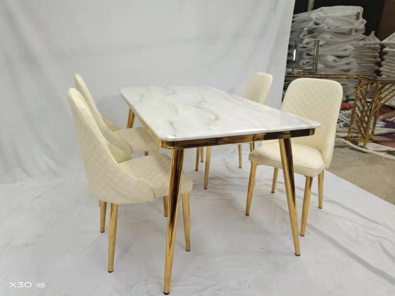 Modern Design Metal Leg Dining Table Marble Dining Table