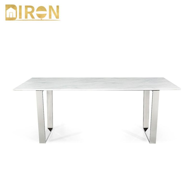 China Wholesale Modern Stainless Steel Table Living Room Canteen Hotel Furniture Dining Table