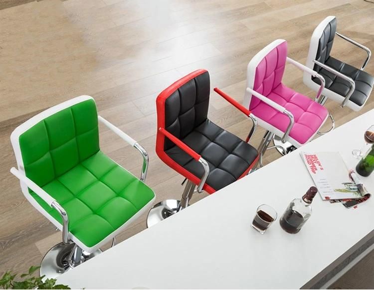 New Event Furniture Modern Barber Chairs with Armrest Bar Kitchen Stool Nordic Faux Leather Swivel Chair Soft Bar Chair