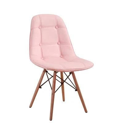 Nordic Sedie Chaise De Salle a Manger Cuir Wood Legs Coffee Shop Chairs Pink Leather Dining Chair