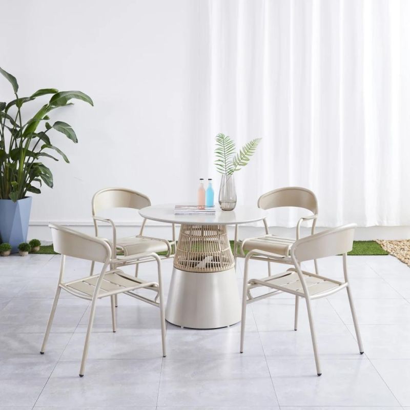 Popular Aluminum Frame Stacking Metal Dining Armchair