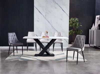 Dining Table and Chairs Stainless Steel Frame Luxury Dining Table Set Modern Marble Dining Room Table