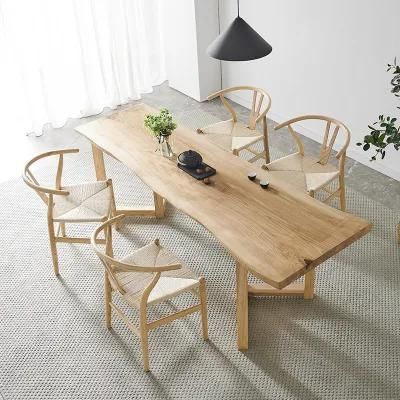 Home Furniture Solid Wood Varnish Sprayed Rope Dining Chair