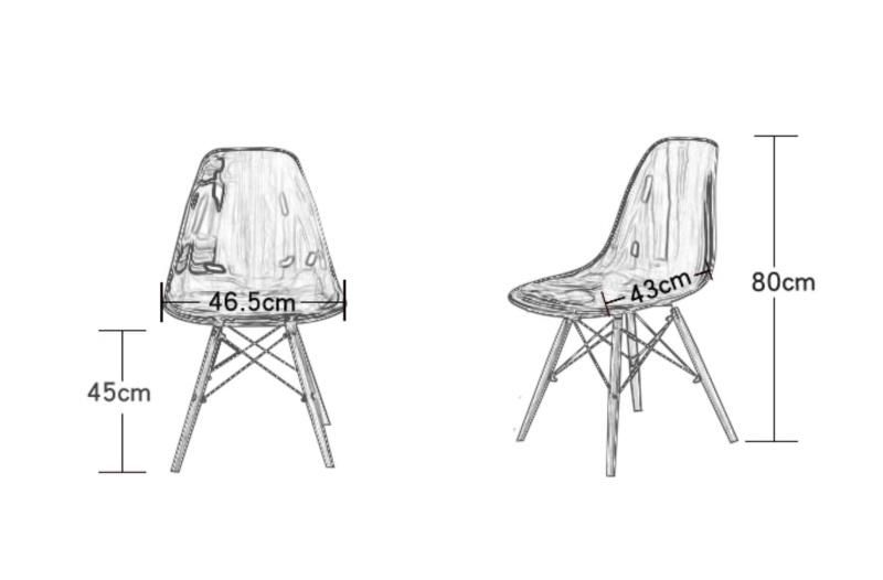 Classcial Clear Transprent Wood Leg PP Dining Chair Furniture