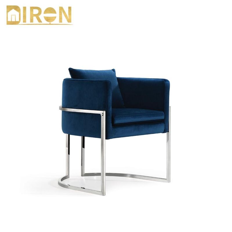 China Factory Contemporary Restaurant Furniture Modern Design Fabric Dining Room Stainless Steel in Chrome Color Dining Chair