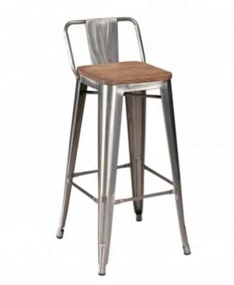 Antique Retro Metal Wooden Bar Stool