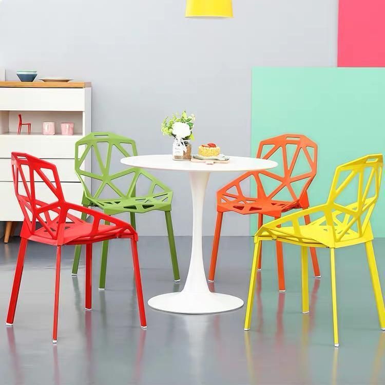 Colorful Backrest Home Furniture Metal Legs Plastic Stackable Dining Chair