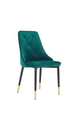 Hot Selling Velvet Home Furniture Metal Leg Dining Chair Armless Restaurant Chair