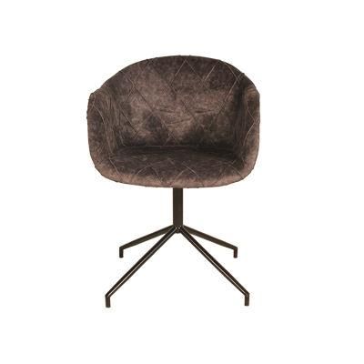 Home Furniture Coffee Hotel Luxury Upholstered Soft Back Velvet Fabric Dining Chair with Metal Legs