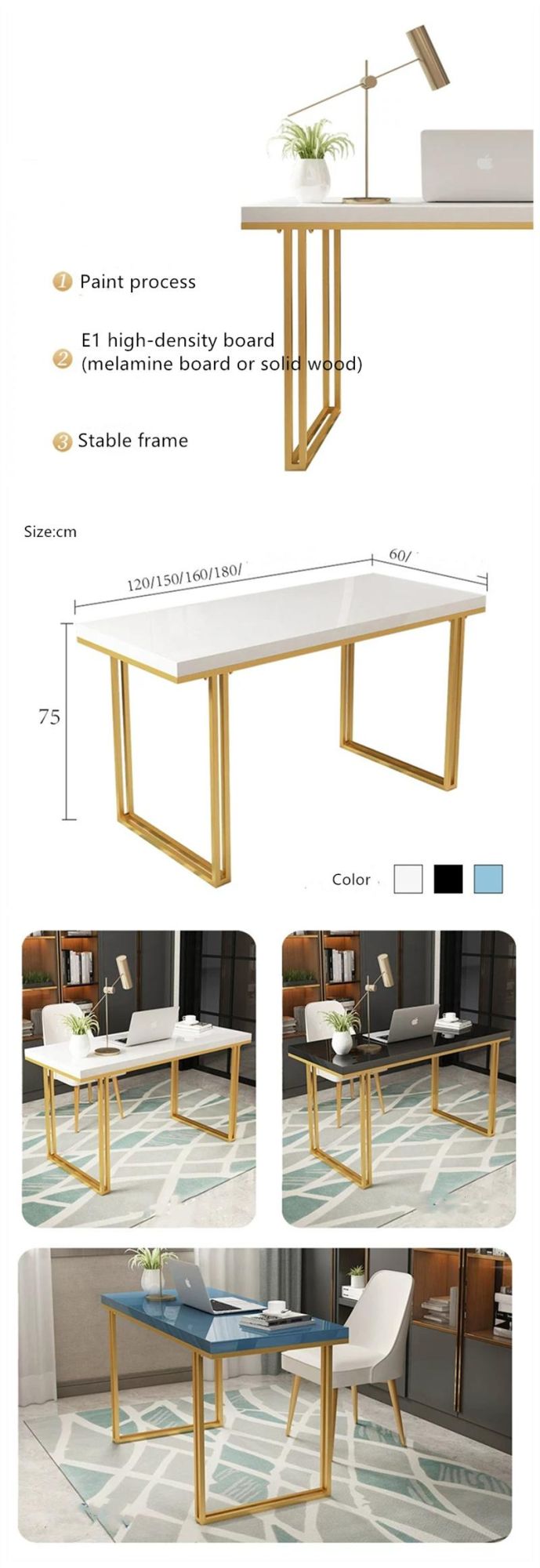 Luxury Style Wooden Metal Stainless Steel Dining Table and Chair Dining Room Furniture Set