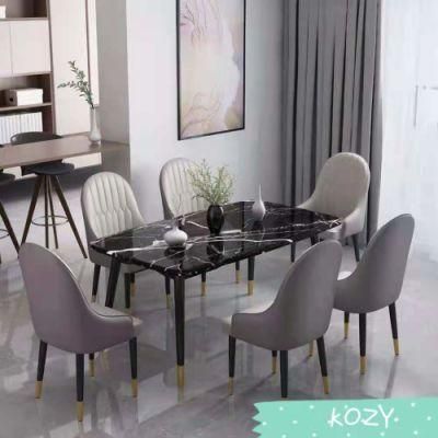 Metal Frame Marble Top Luxury Dining Table