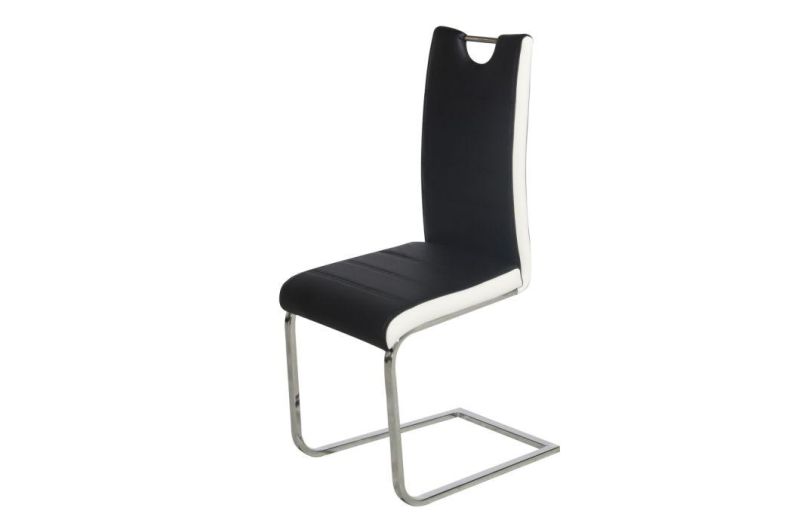 Factory Directly Luxury Design PU Leather Modern Black Dining Chairs with Iron Legs