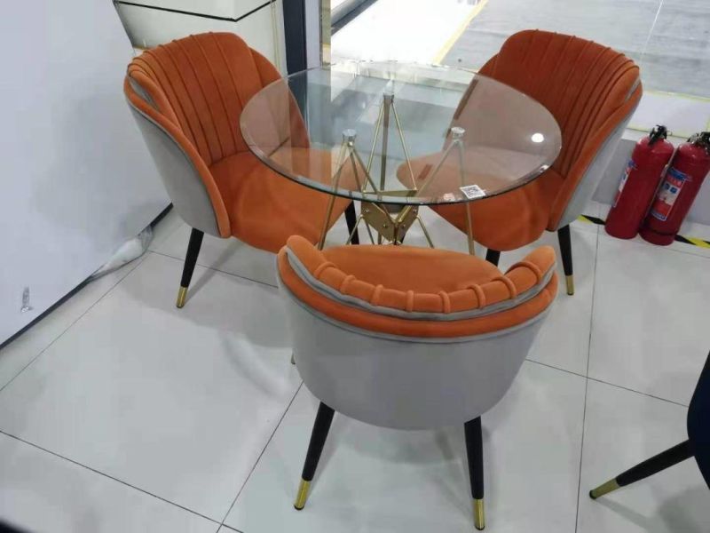 New Style Colorful Velvet Cheap Price Metal Dining Chair