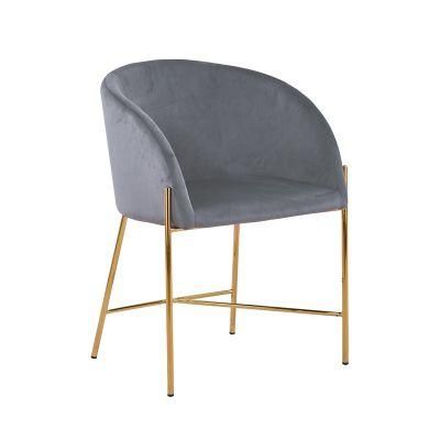 Luxury Style Velvet Fabric Room Restaurant Furniture Dining Chair with Golden Chrome Leg