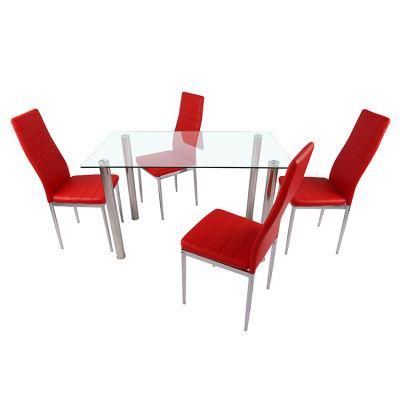 Dining Table Set Tempered Glass Dining Table Spraying Metal Leg Dining Room Furniture