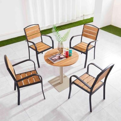 Outdoor Living Furniture Manufacture Sale Balcony Metal Garden Rattan Wicker Bamboo Table Bistro Dining Table Set for Restaurant