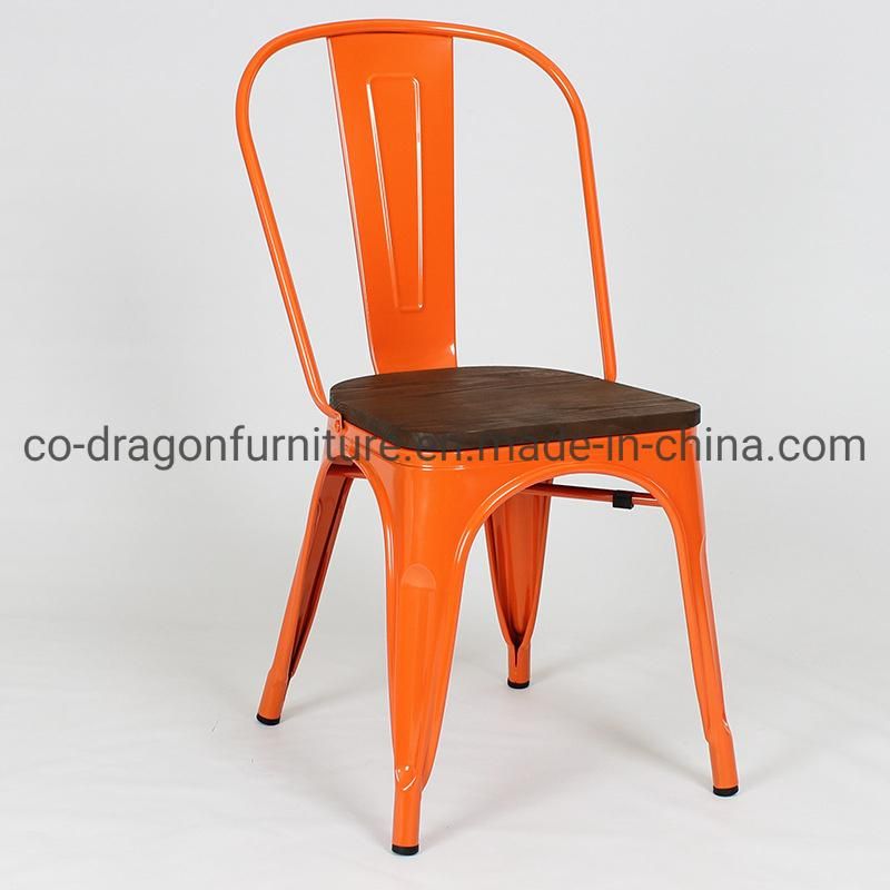 Colorful Cheap Restaurant Industrial Metal Coffee Chairs with Wood Set