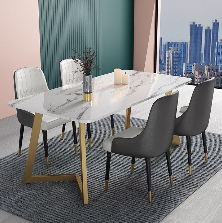 Royal Design Light Luxury Dining Table Sets Stainless Steel Table