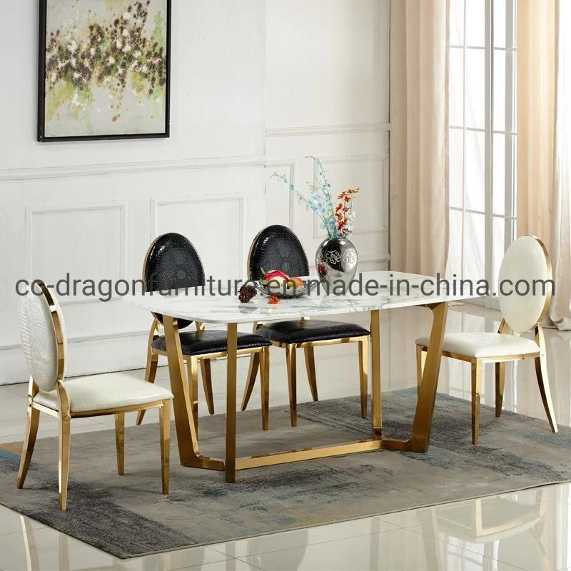 High Quality Home Furniture Leather Luxury Stainless Steel Dining Chair