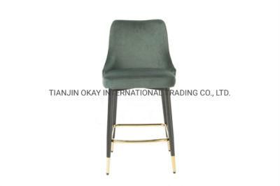 Modern High Quality Commercial Industrial Furniture Black Velvet Upholstered Metal Bar Stools Chairs