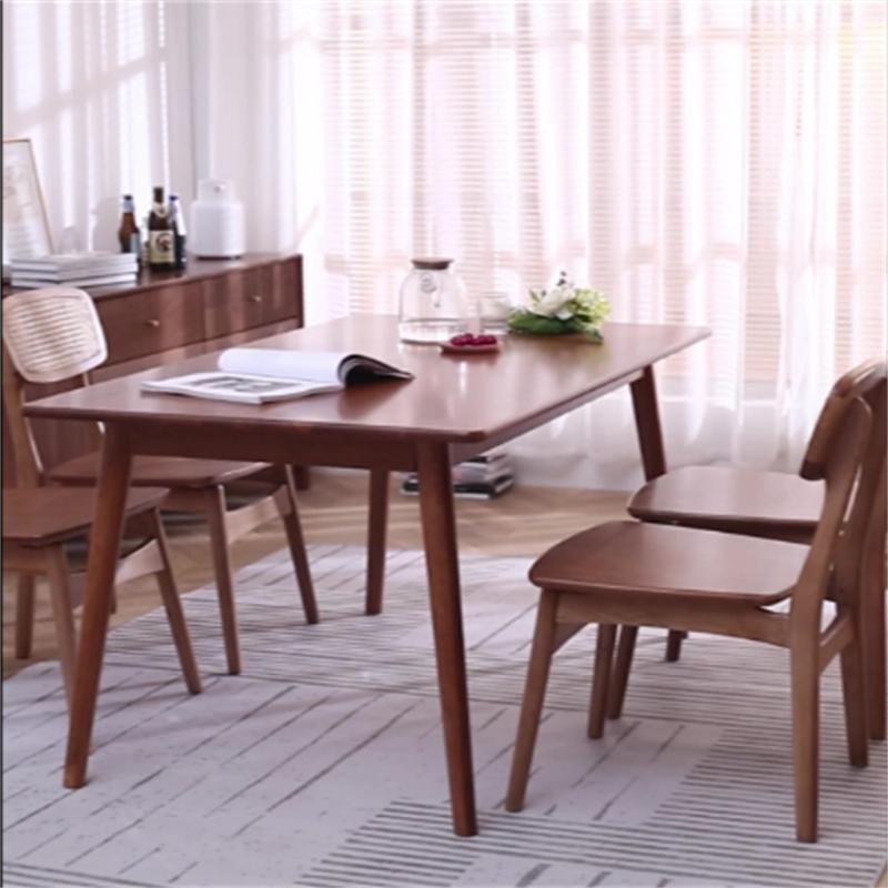 Simple Oak Dining Table and Chair Combination Nordic Log Rectangle