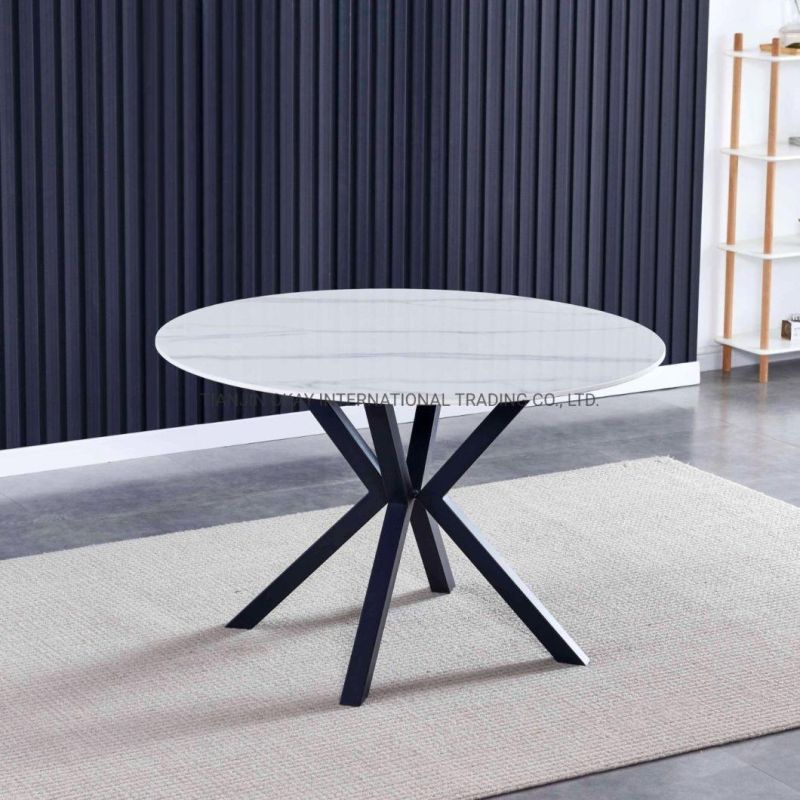 China Factory Supply Hot Selling Round Top Table with Ceramic Marble White