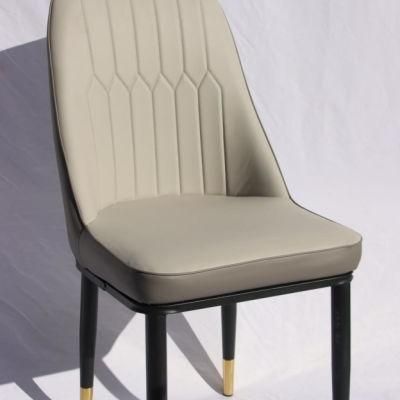 PU Leather Gray Seat Leather Dining Chair for Dining Room