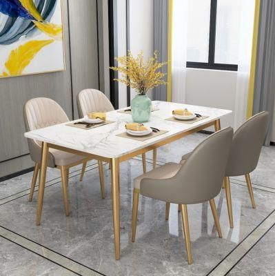 2021 Simple Marble Top Dining Table with Simple Gold Legs