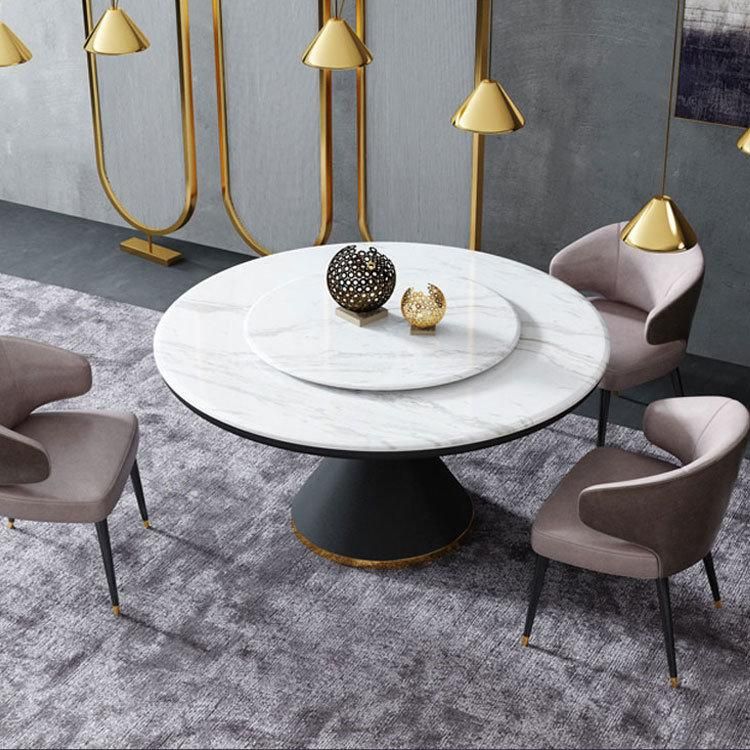 Modern Center Round Dining Table with Metal Leg