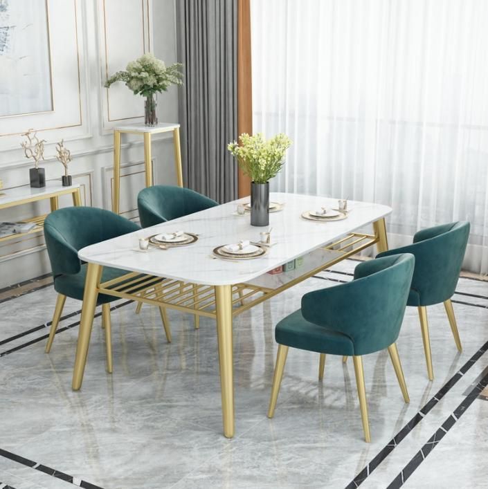 Light Luxury Rock Slab Marble Dining Table and Chair Combination Nordic Minimalist Post-Modern Home Dining Table