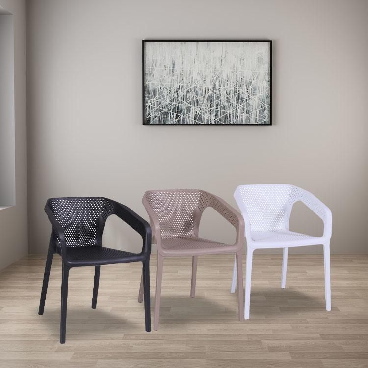 Nordic Modern Restaurant Indoor Color PP Plastic Chair Metal Legs Leisure Eception Creative Design Plastic Trace Dining Chair