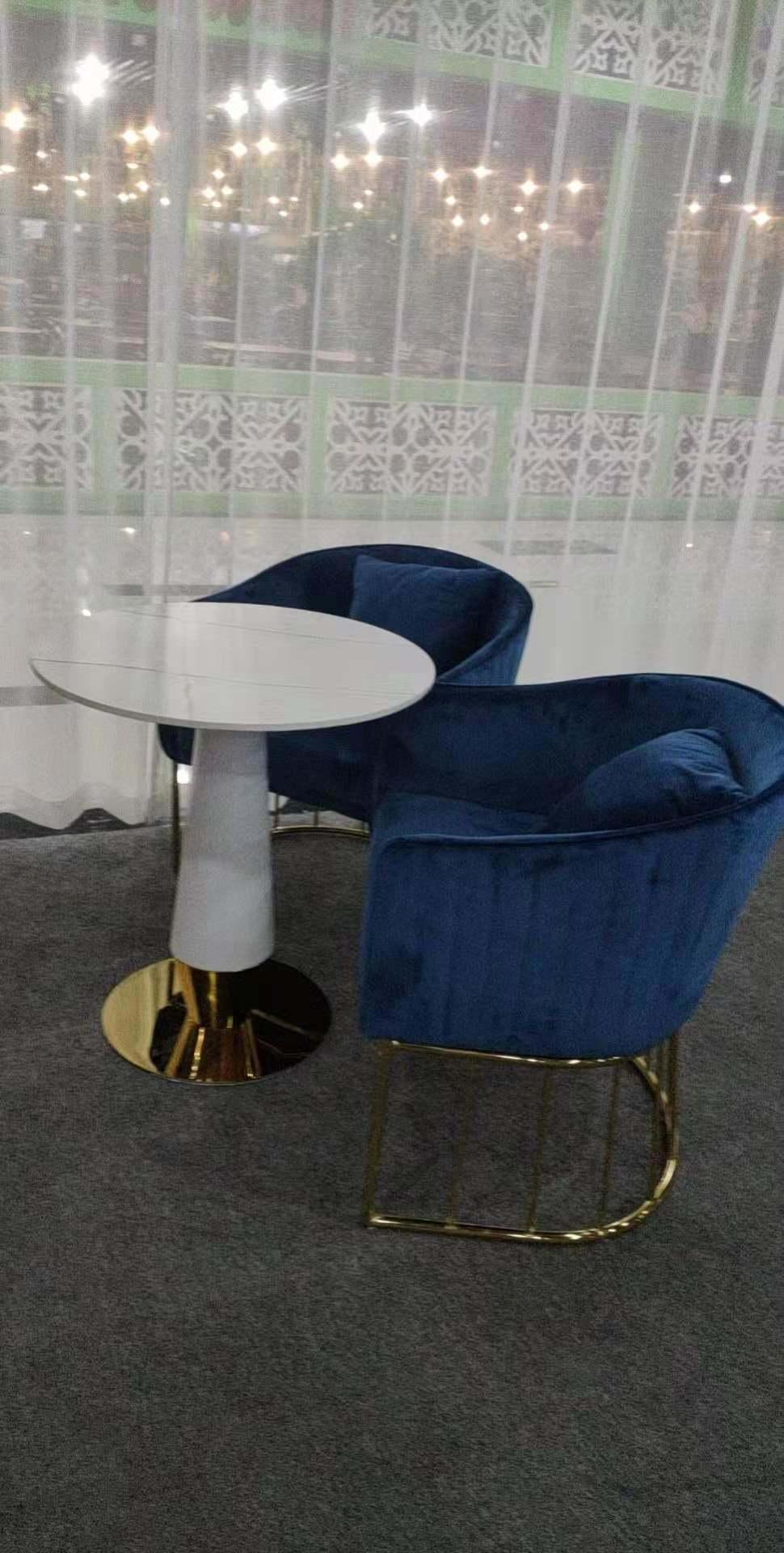 Dining Room Furniture Blue Velvet Steel Leg Dining Chair