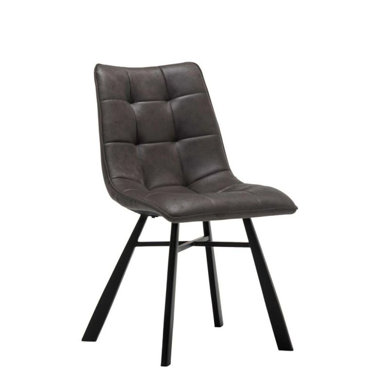 2021 Hot Sale Home Furniture Grey Pk Fabric Dining Chair with Black Metal Legs