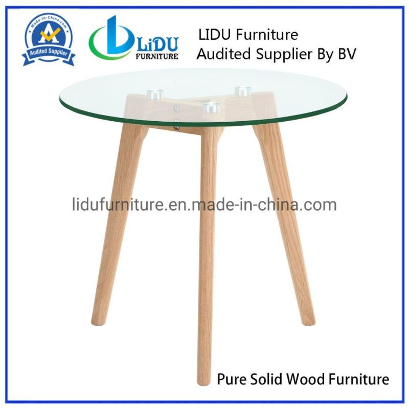 Furniture Glass Coffee Table with Wooden Legs Dining Room Set