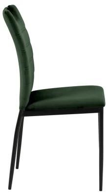 Home Furniture Coffee Luxury Upholstered Soft Velvet Fabric Dining Chair with Metal Legs