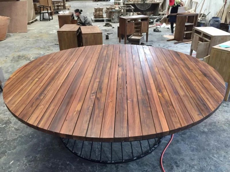 Modern Coffee Shop Furniture Round Veener Timber Dining Table Top