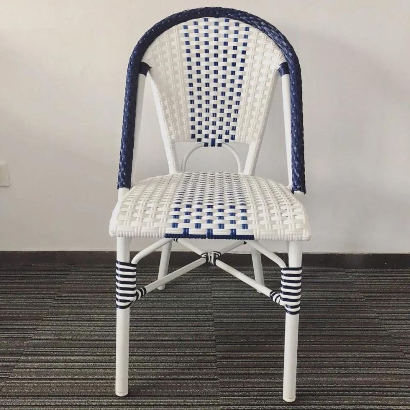 Restaurant Outdoor Furniture PE Rattan Aluminum Frame Stackable Dining Chair