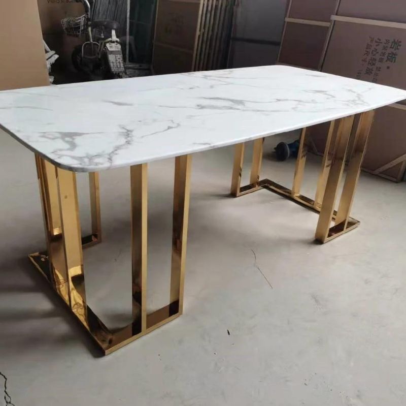 Optional Cafe Table Marble Top Rectangle Dining Table for Family