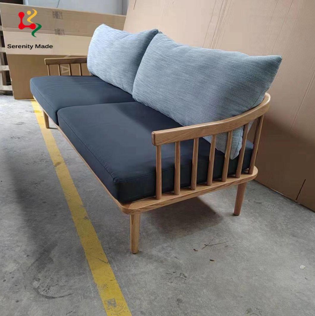 New Design Factory Cushion Back Style Solid Wood Wholesale Price Wood Living Room Sofa