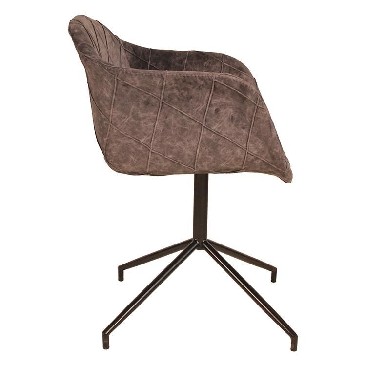 Wholesale Nordic Luxury Dining Chairs Velvet Fabric Restaurant Chair with Arm Metal Legs