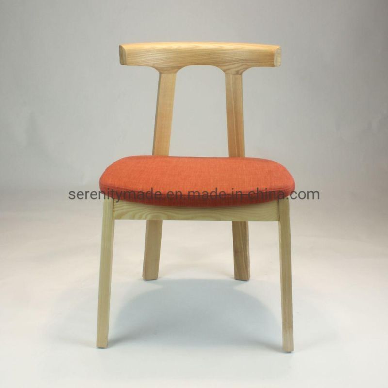 Natural Oak Timber Dining Chair with Fabric Seat for Commercial Restaurant Use